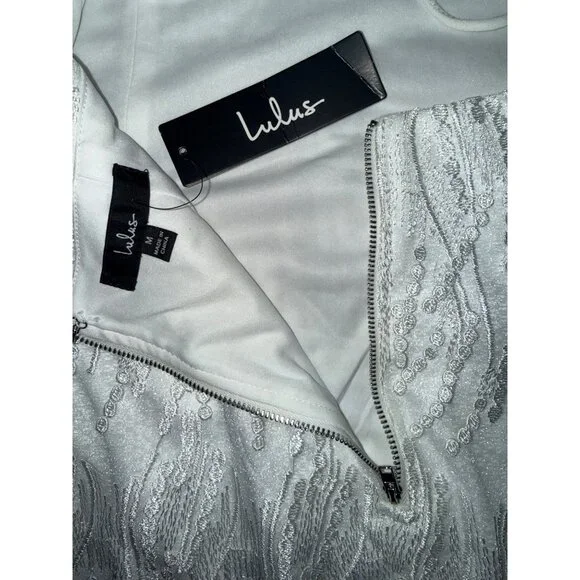 Lulus Making Magic White Fringe Lace-Up Mini Dress Size Medium - Picture 7 of 14